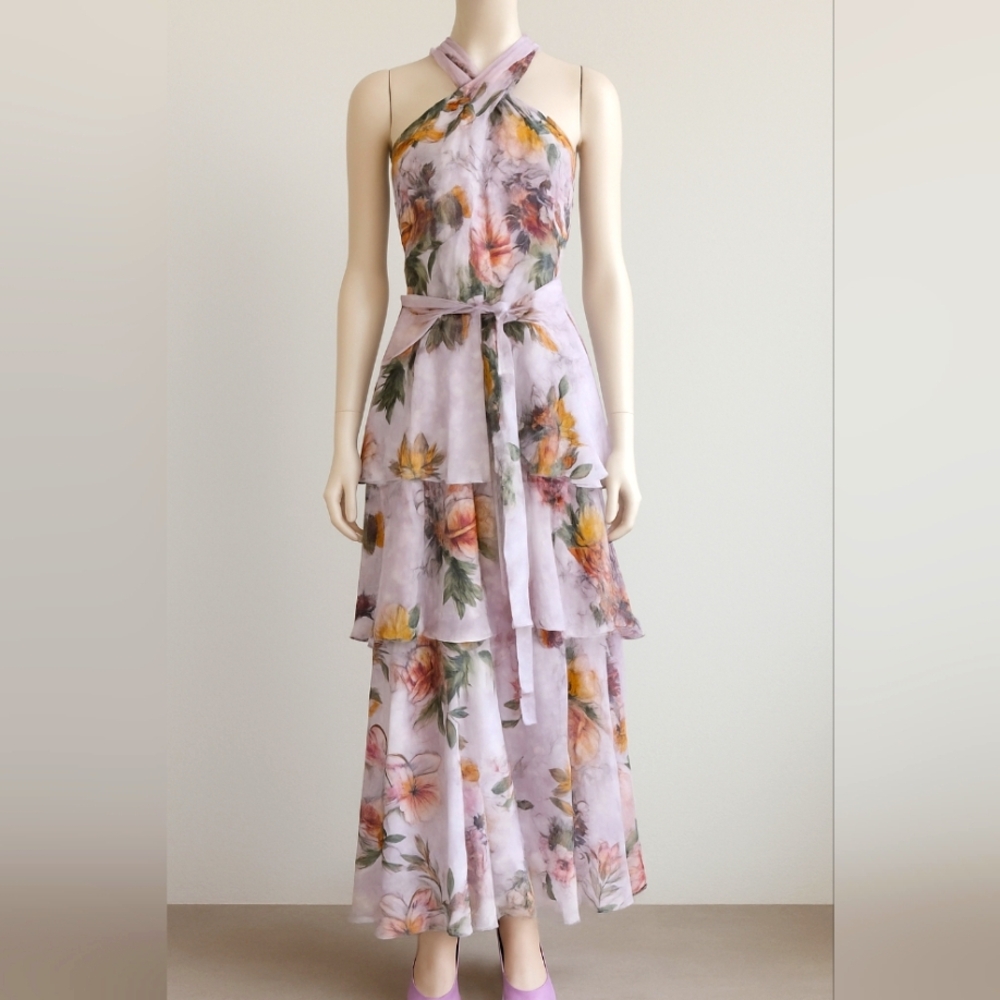 Alex Marie Lavender Floral Maxi Dress